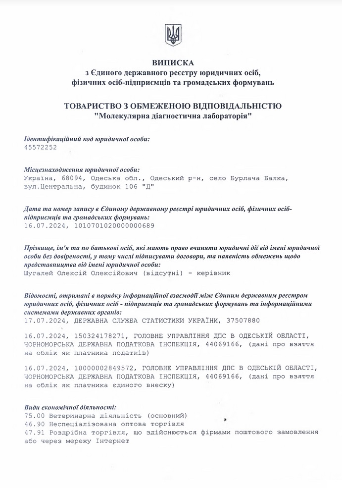 Витяг з реєстру - сторінка 1